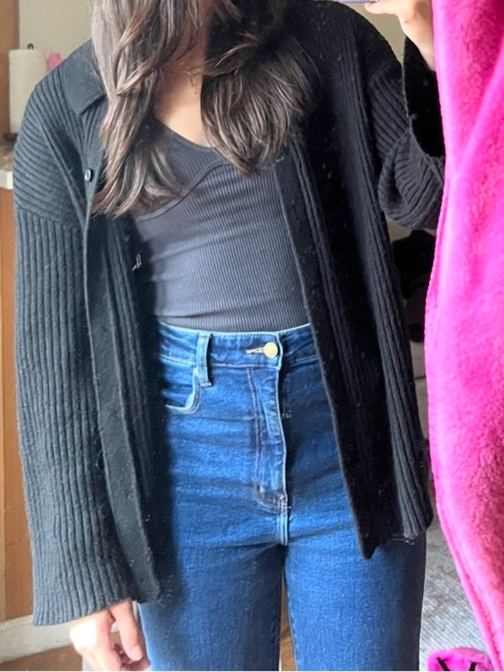 Mod ref black sweater with buttons